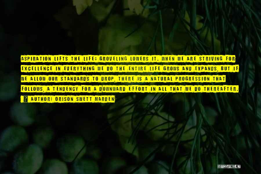 Orison Swett Marden Quotes: Aspiration Lifts The Life; Groveling Lowers It. When We Are Striving For Excellence In Everything We Do The Entire Life