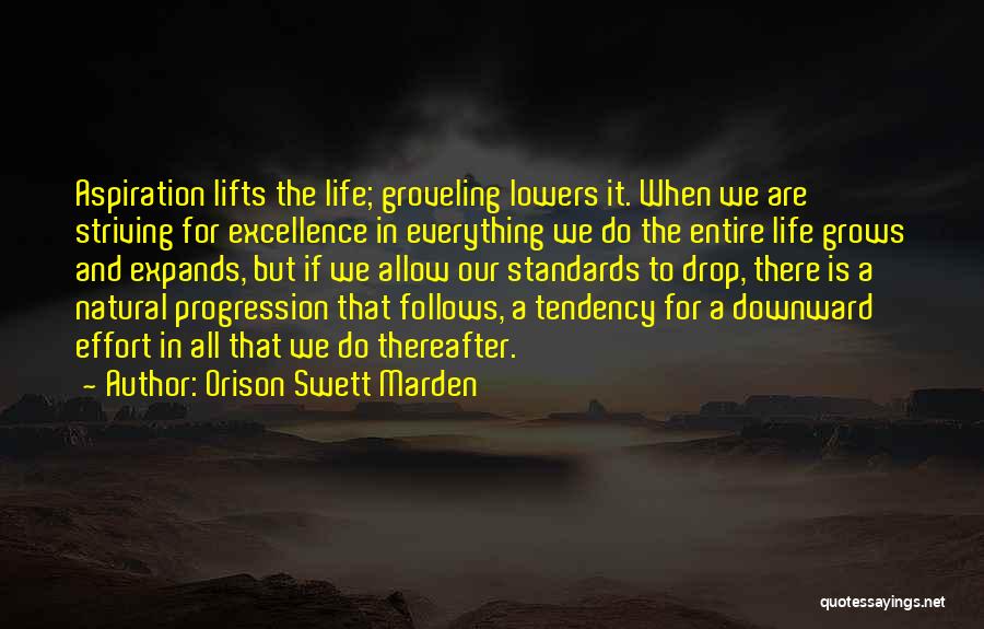 Orison Swett Marden Quotes: Aspiration Lifts The Life; Groveling Lowers It. When We Are Striving For Excellence In Everything We Do The Entire Life