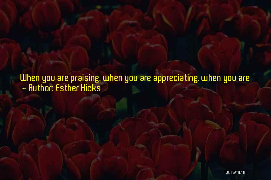 Esther Hicks Quotes: When You Are Praising, When You Are Appreciating, When You Are Acknowledging Value, When You Are Looking For Positive Aspects,