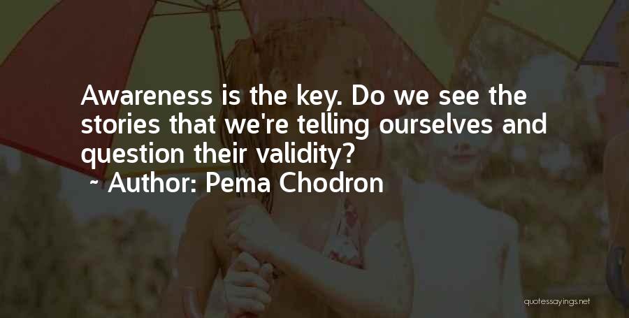 Pema Chodron Quotes: Awareness Is The Key. Do We See The Stories That We're Telling Ourselves And Question Their Validity?
