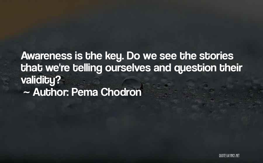 Pema Chodron Quotes: Awareness Is The Key. Do We See The Stories That We're Telling Ourselves And Question Their Validity?