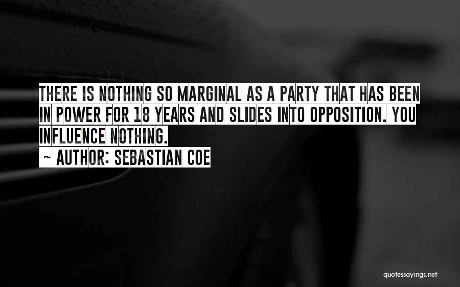 Sebastian Coe Quotes: There Is Nothing So Marginal As A Party That Has Been In Power For 18 Years And Slides Into Opposition.