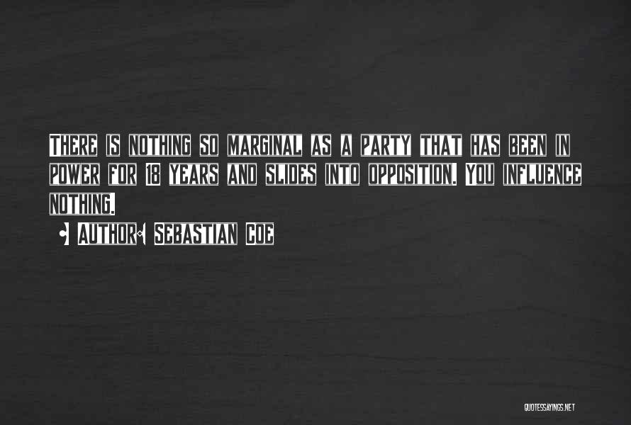 Sebastian Coe Quotes: There Is Nothing So Marginal As A Party That Has Been In Power For 18 Years And Slides Into Opposition.