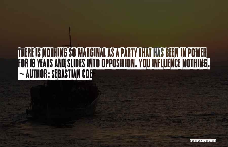 Sebastian Coe Quotes: There Is Nothing So Marginal As A Party That Has Been In Power For 18 Years And Slides Into Opposition.