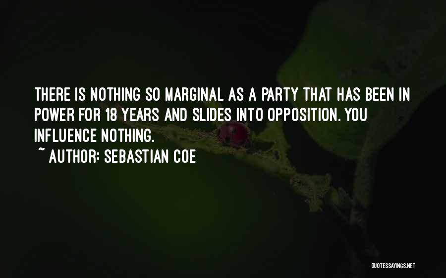 Sebastian Coe Quotes: There Is Nothing So Marginal As A Party That Has Been In Power For 18 Years And Slides Into Opposition.