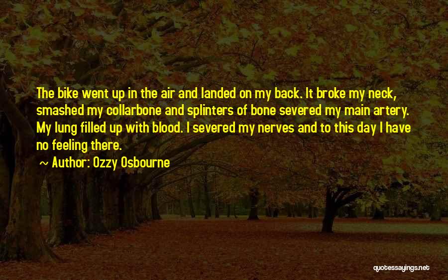 Ozzy Osbourne Quotes: The Bike Went Up In The Air And Landed On My Back. It Broke My Neck, Smashed My Collarbone And