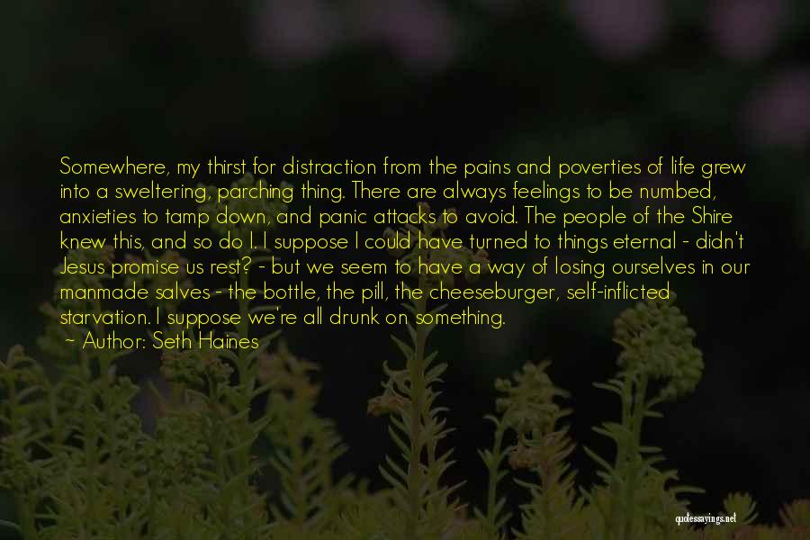 Seth Haines Quotes: Somewhere, My Thirst For Distraction From The Pains And Poverties Of Life Grew Into A Sweltering, Parching Thing. There Are