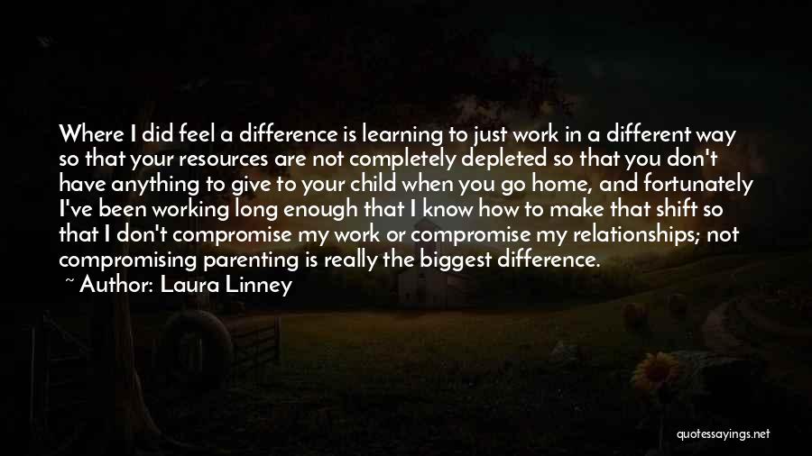 Laura Linney Quotes: Where I Did Feel A Difference Is Learning To Just Work In A Different Way So That Your Resources Are