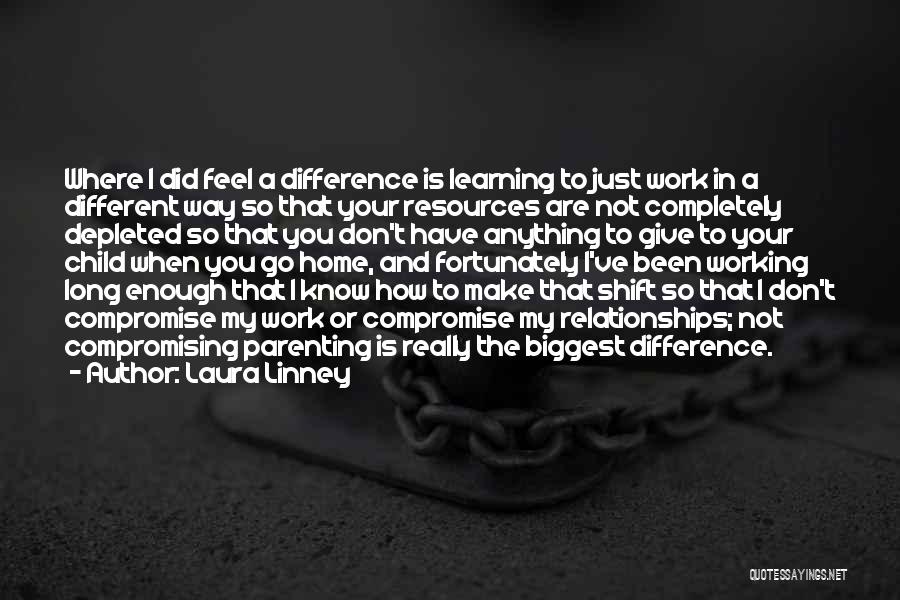 Laura Linney Quotes: Where I Did Feel A Difference Is Learning To Just Work In A Different Way So That Your Resources Are