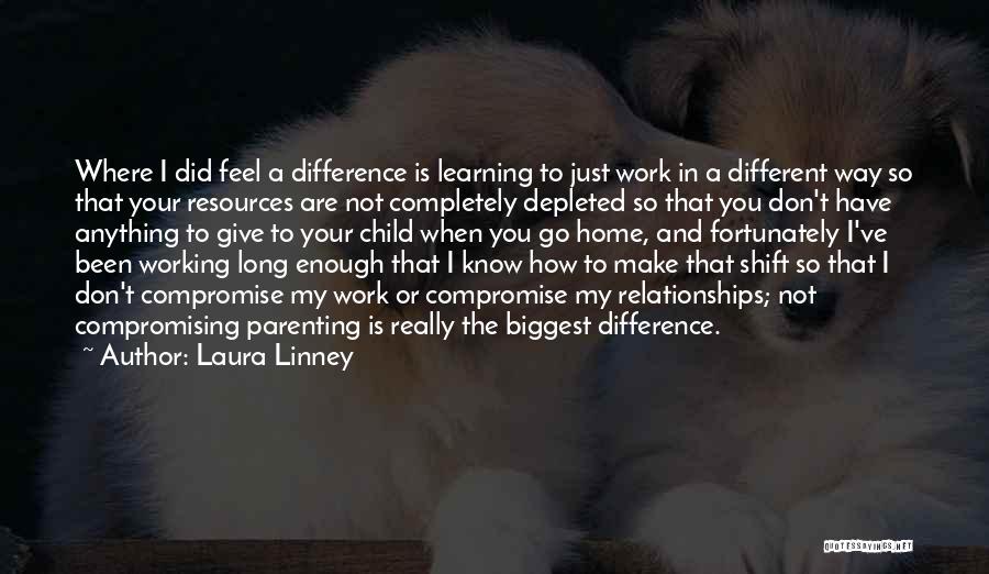 Laura Linney Quotes: Where I Did Feel A Difference Is Learning To Just Work In A Different Way So That Your Resources Are