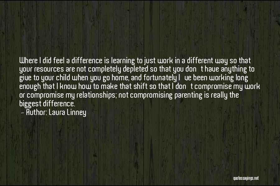 Laura Linney Quotes: Where I Did Feel A Difference Is Learning To Just Work In A Different Way So That Your Resources Are