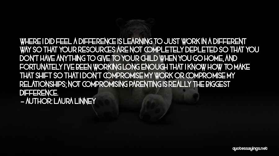 Laura Linney Quotes: Where I Did Feel A Difference Is Learning To Just Work In A Different Way So That Your Resources Are