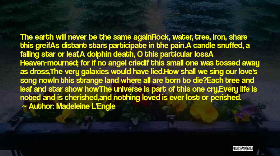 Madeleine L'Engle Quotes: The Earth Will Never Be The Same Againrock, Water, Tree, Iron, Share This Greifas Distant Stars Participate In The Pain.a