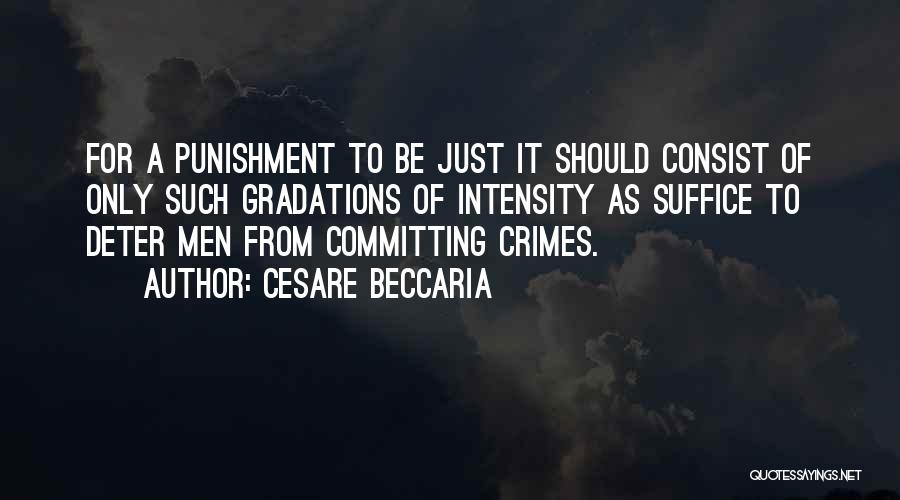 Cesare Beccaria Quotes: For A Punishment To Be Just It Should Consist Of Only Such Gradations Of Intensity As Suffice To Deter Men