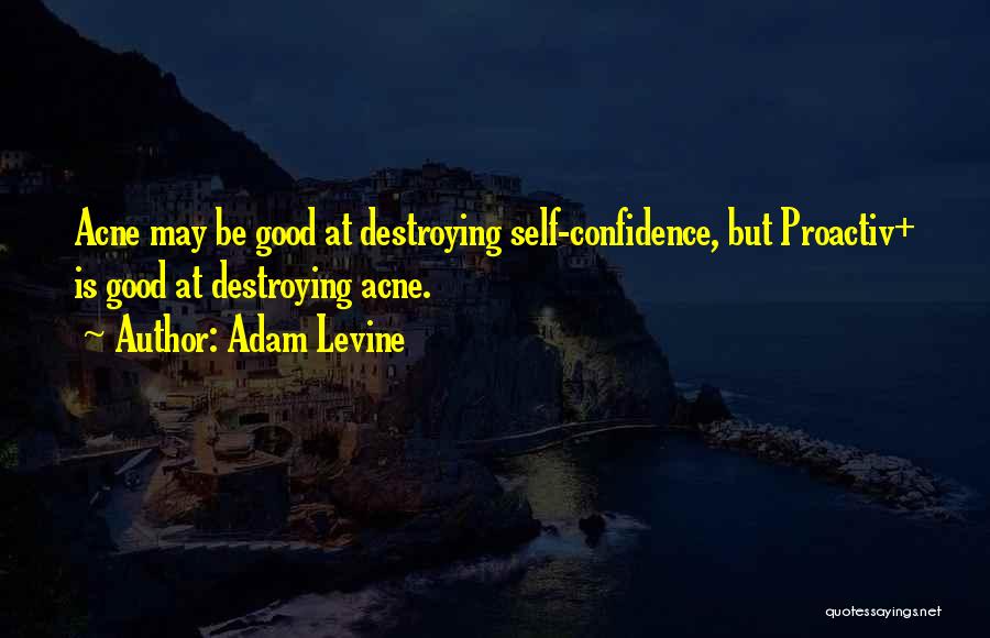 Adam Levine Quotes: Acne May Be Good At Destroying Self-confidence, But Proactiv+ Is Good At Destroying Acne.