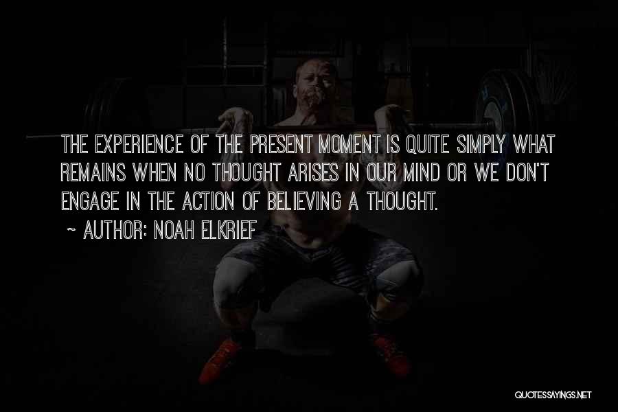 Noah Elkrief Quotes: The Experience Of The Present Moment Is Quite Simply What Remains When No Thought Arises In Our Mind Or We