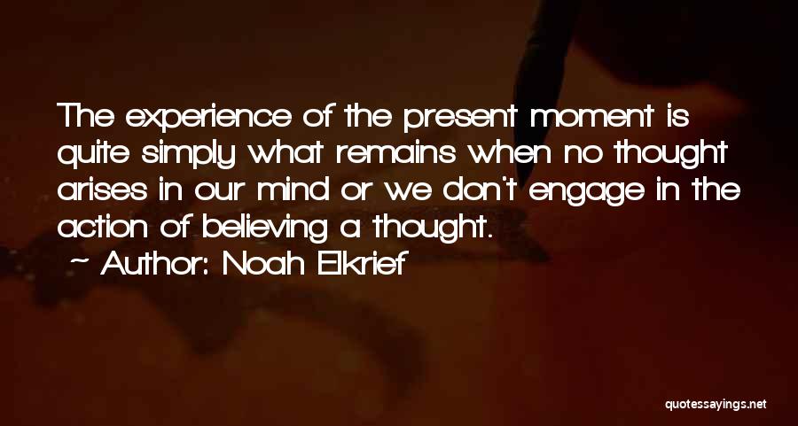 Noah Elkrief Quotes: The Experience Of The Present Moment Is Quite Simply What Remains When No Thought Arises In Our Mind Or We