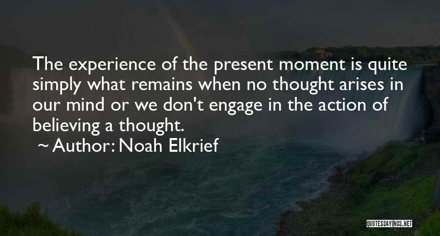 Noah Elkrief Quotes: The Experience Of The Present Moment Is Quite Simply What Remains When No Thought Arises In Our Mind Or We