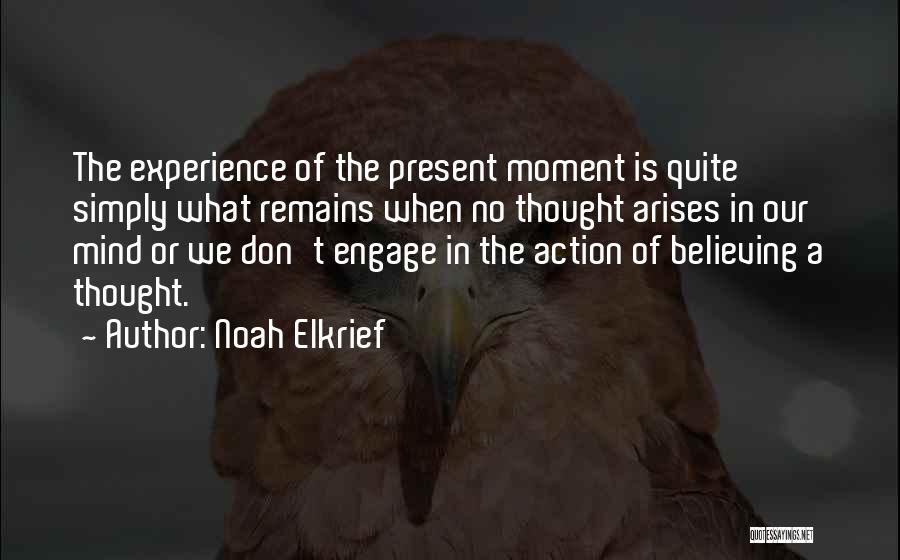 Noah Elkrief Quotes: The Experience Of The Present Moment Is Quite Simply What Remains When No Thought Arises In Our Mind Or We