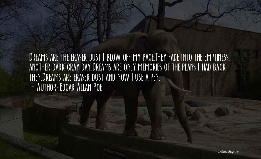 Edgar Allan Poe Quotes: Dreams Are The Eraser Dust I Blow Off My Page.they Fade Into The Emptiness, Another Dark Gray Day.dreams Are Only