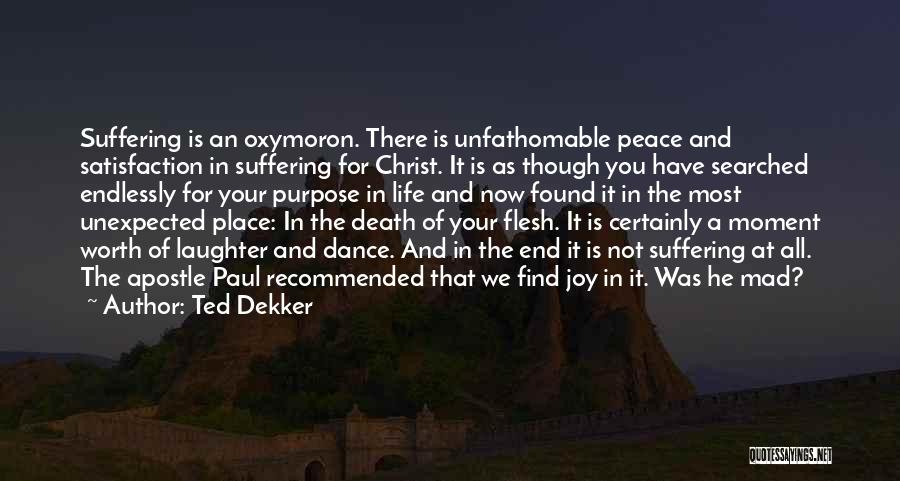 Ted Dekker Quotes: Suffering Is An Oxymoron. There Is Unfathomable Peace And Satisfaction In Suffering For Christ. It Is As Though You Have