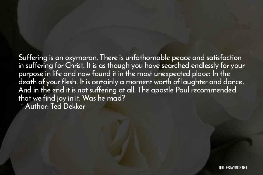 Ted Dekker Quotes: Suffering Is An Oxymoron. There Is Unfathomable Peace And Satisfaction In Suffering For Christ. It Is As Though You Have