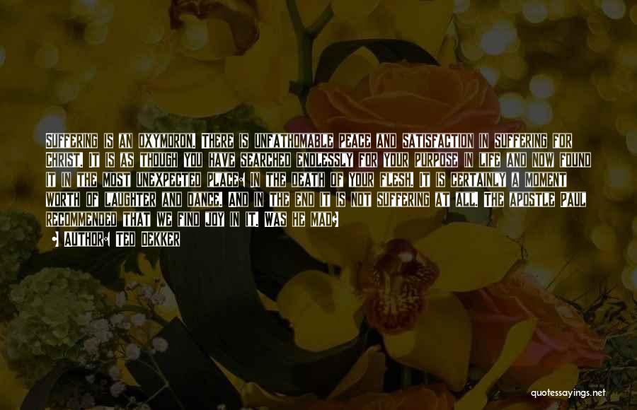 Ted Dekker Quotes: Suffering Is An Oxymoron. There Is Unfathomable Peace And Satisfaction In Suffering For Christ. It Is As Though You Have