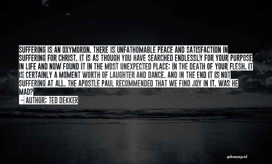 Ted Dekker Quotes: Suffering Is An Oxymoron. There Is Unfathomable Peace And Satisfaction In Suffering For Christ. It Is As Though You Have