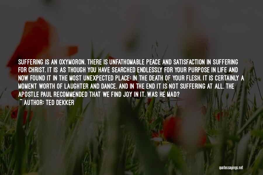 Ted Dekker Quotes: Suffering Is An Oxymoron. There Is Unfathomable Peace And Satisfaction In Suffering For Christ. It Is As Though You Have