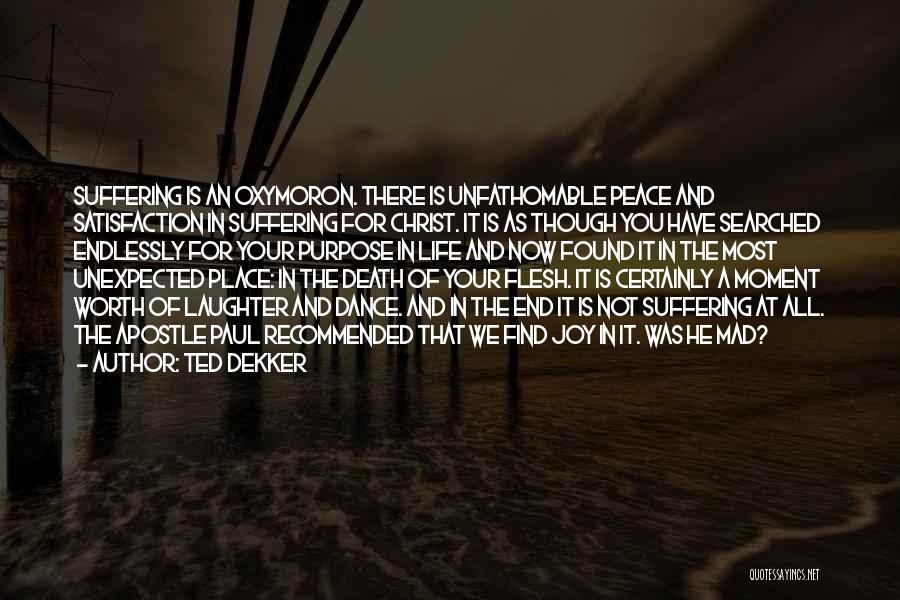 Ted Dekker Quotes: Suffering Is An Oxymoron. There Is Unfathomable Peace And Satisfaction In Suffering For Christ. It Is As Though You Have