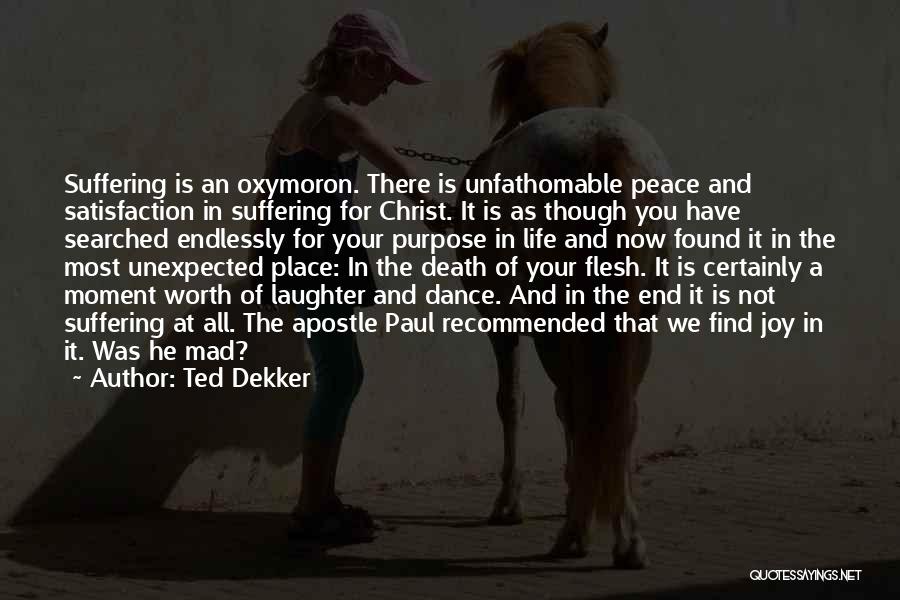 Ted Dekker Quotes: Suffering Is An Oxymoron. There Is Unfathomable Peace And Satisfaction In Suffering For Christ. It Is As Though You Have