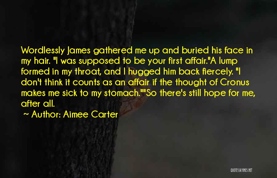 Aimee Carter Quotes: Wordlessly James Gathered Me Up And Buried His Face In My Hair. I Was Supposed To Be Your First Affair.a