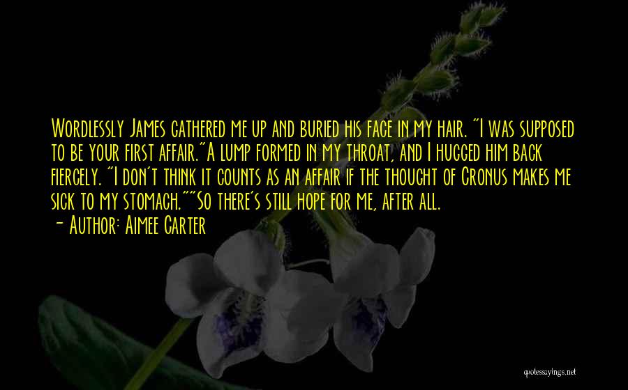 Aimee Carter Quotes: Wordlessly James Gathered Me Up And Buried His Face In My Hair. I Was Supposed To Be Your First Affair.a