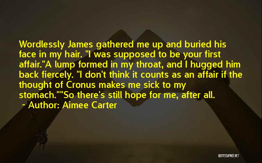 Aimee Carter Quotes: Wordlessly James Gathered Me Up And Buried His Face In My Hair. I Was Supposed To Be Your First Affair.a