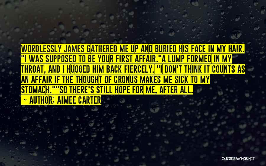 Aimee Carter Quotes: Wordlessly James Gathered Me Up And Buried His Face In My Hair. I Was Supposed To Be Your First Affair.a