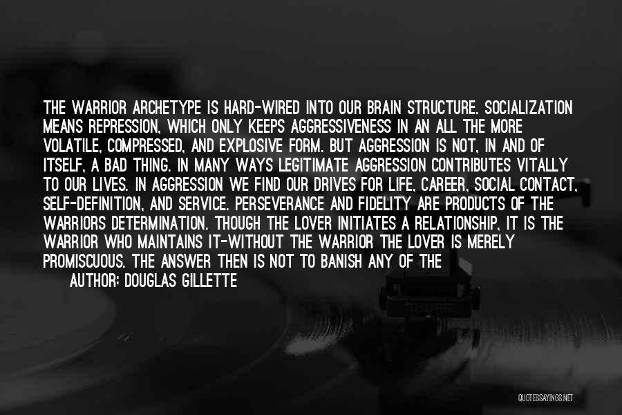 Douglas Gillette Quotes: The Warrior Archetype Is Hard-wired Into Our Brain Structure. Socialization Means Repression, Which Only Keeps Aggressiveness In An All The