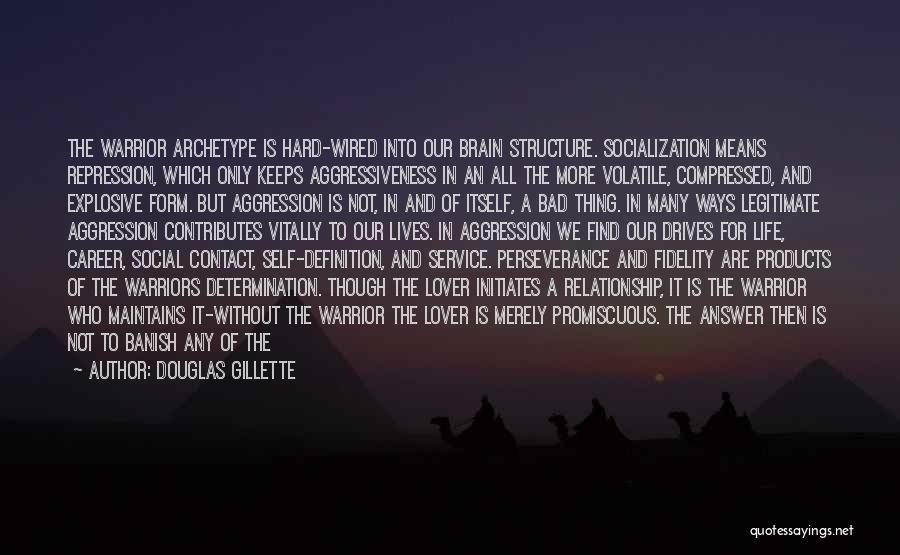 Douglas Gillette Quotes: The Warrior Archetype Is Hard-wired Into Our Brain Structure. Socialization Means Repression, Which Only Keeps Aggressiveness In An All The