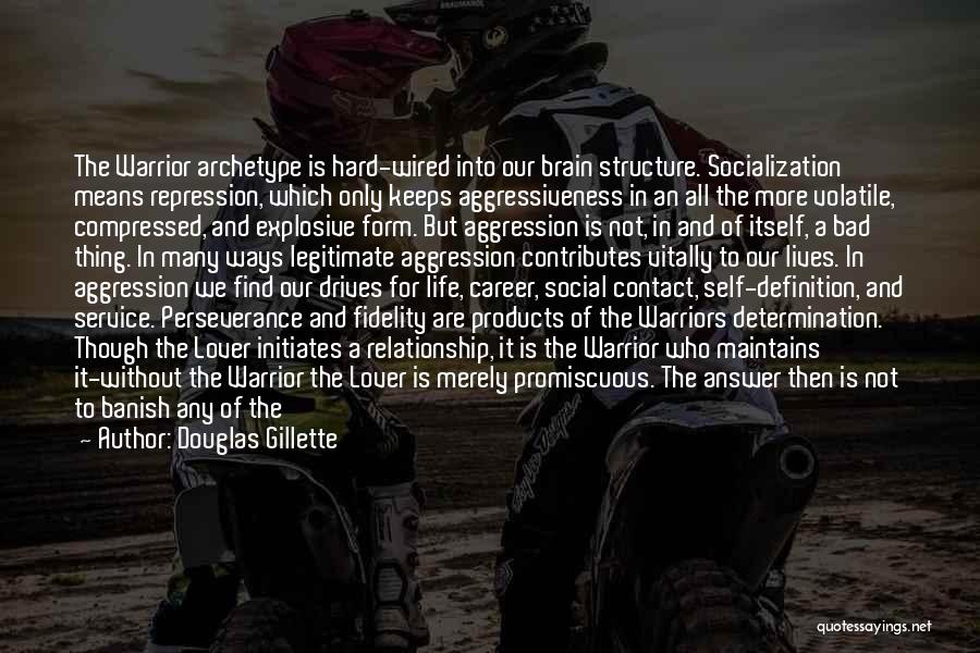 Douglas Gillette Quotes: The Warrior Archetype Is Hard-wired Into Our Brain Structure. Socialization Means Repression, Which Only Keeps Aggressiveness In An All The