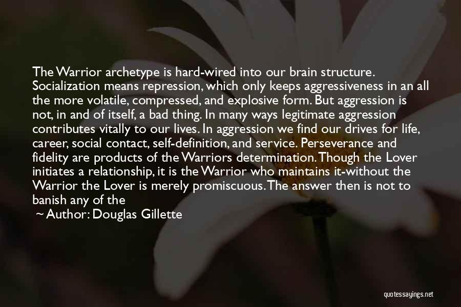 Douglas Gillette Quotes: The Warrior Archetype Is Hard-wired Into Our Brain Structure. Socialization Means Repression, Which Only Keeps Aggressiveness In An All The