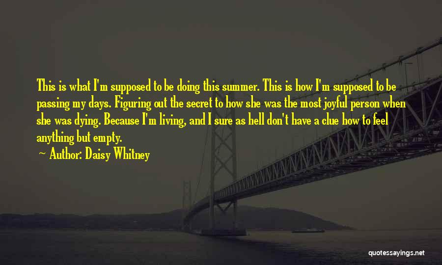 Daisy Whitney Quotes: This Is What I'm Supposed To Be Doing This Summer. This Is How I'm Supposed To Be Passing My Days.