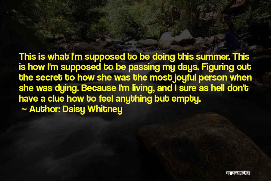 Daisy Whitney Quotes: This Is What I'm Supposed To Be Doing This Summer. This Is How I'm Supposed To Be Passing My Days.