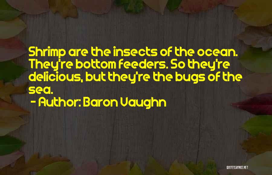 Baron Vaughn Quotes: Shrimp Are The Insects Of The Ocean. They're Bottom Feeders. So They're Delicious, But They're The Bugs Of The Sea.