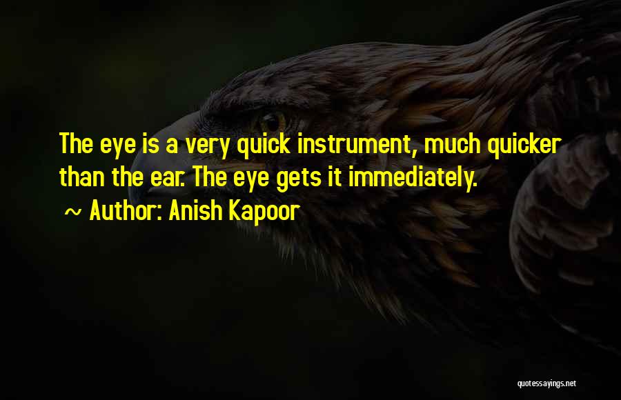 Anish Kapoor Quotes: The Eye Is A Very Quick Instrument, Much Quicker Than The Ear. The Eye Gets It Immediately.