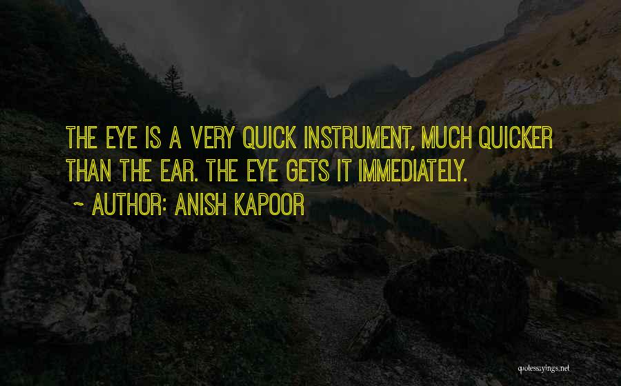 Anish Kapoor Quotes: The Eye Is A Very Quick Instrument, Much Quicker Than The Ear. The Eye Gets It Immediately.