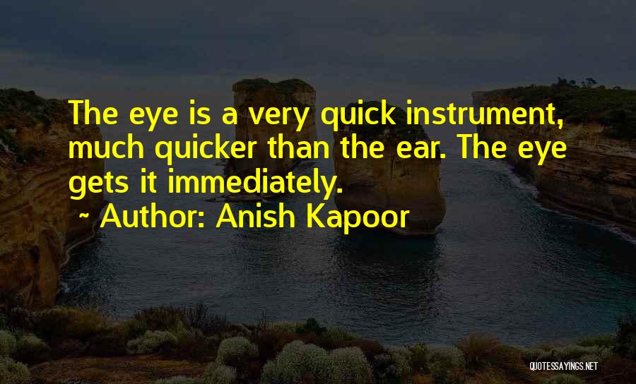 Anish Kapoor Quotes: The Eye Is A Very Quick Instrument, Much Quicker Than The Ear. The Eye Gets It Immediately.