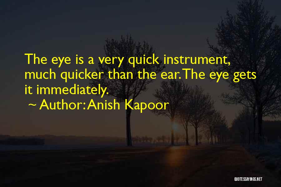 Anish Kapoor Quotes: The Eye Is A Very Quick Instrument, Much Quicker Than The Ear. The Eye Gets It Immediately.