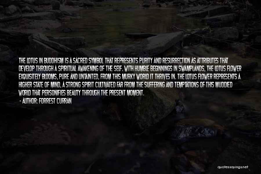 Forrest Curran Quotes: The Lotus In Buddhism Is A Sacred Symbol That Represents Purity And Resurrection As Attributes That Develop Through A Spiritual