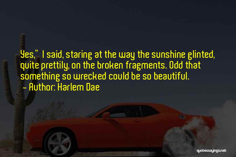 Harlem Dae Quotes: Yes, I Said, Staring At The Way The Sunshine Glinted, Quite Prettily, On The Broken Fragments. Odd That Something So