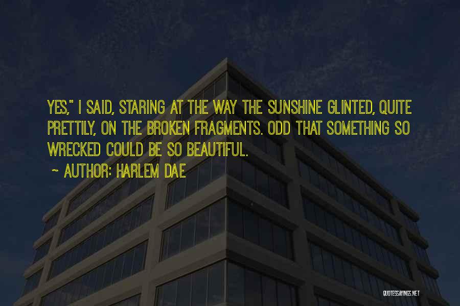Harlem Dae Quotes: Yes, I Said, Staring At The Way The Sunshine Glinted, Quite Prettily, On The Broken Fragments. Odd That Something So