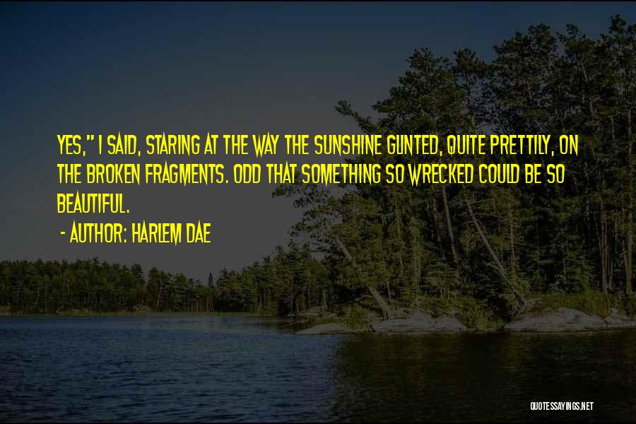 Harlem Dae Quotes: Yes, I Said, Staring At The Way The Sunshine Glinted, Quite Prettily, On The Broken Fragments. Odd That Something So